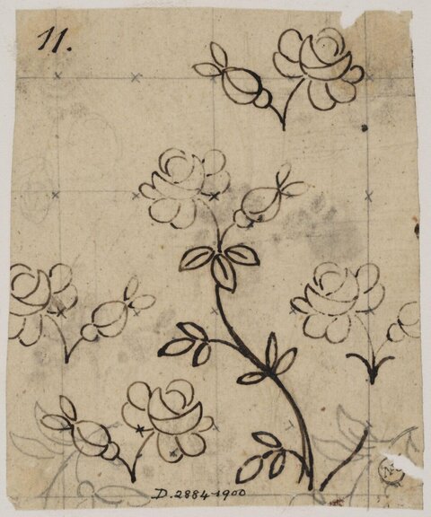 Ink Rose Pattern Design Sketch