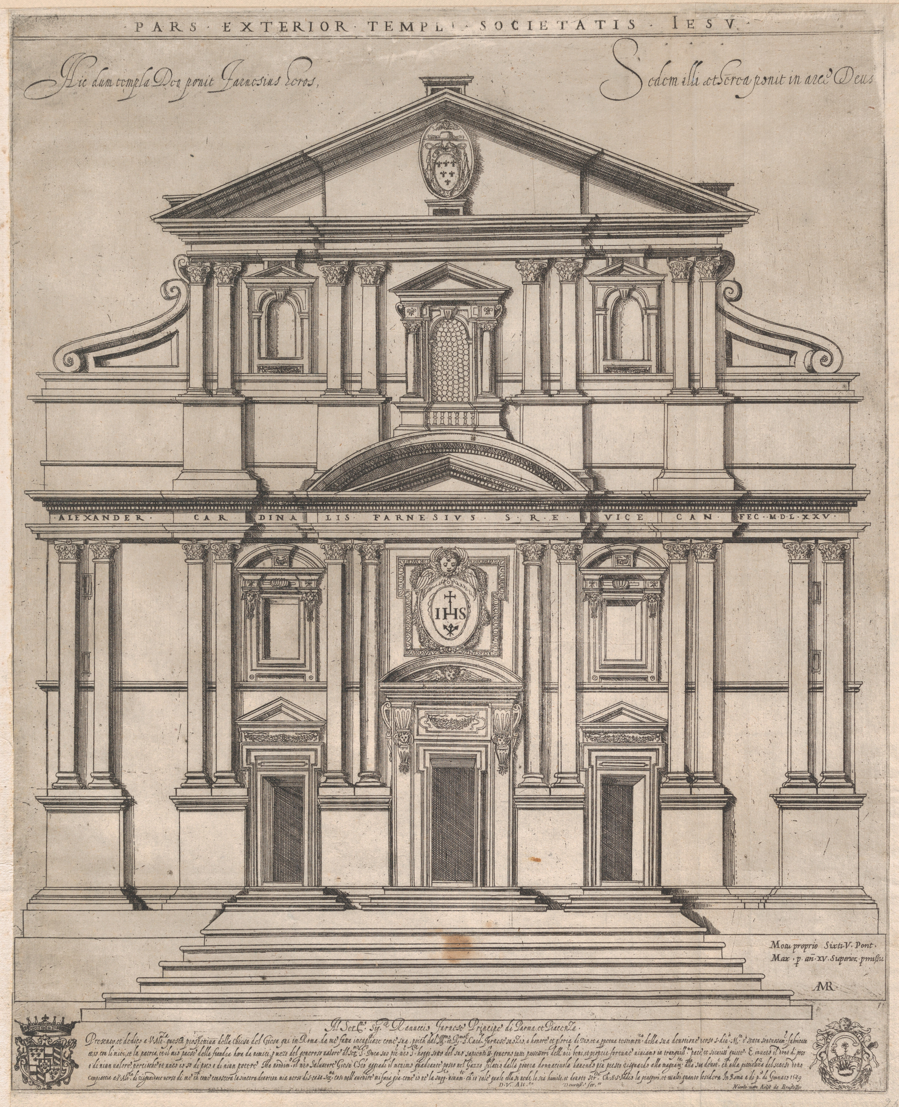 Engraving of Classical Church Facade