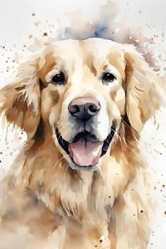 Watercolor Golden Retriever Portrait