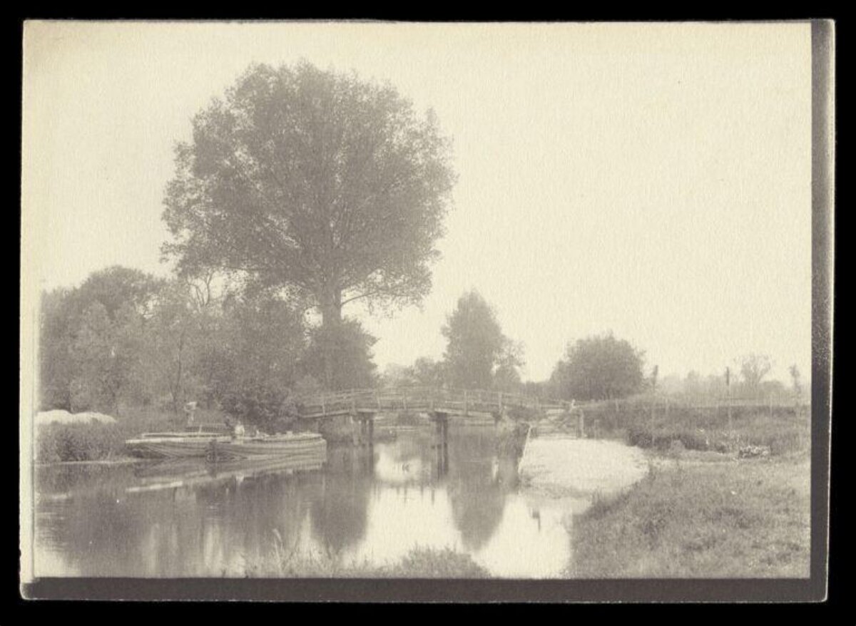 Vintage River Wooden Bridge View