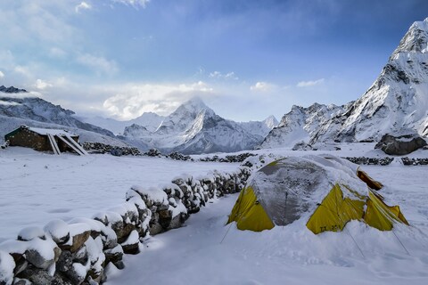 Snow Covered Himalayan Base Camp