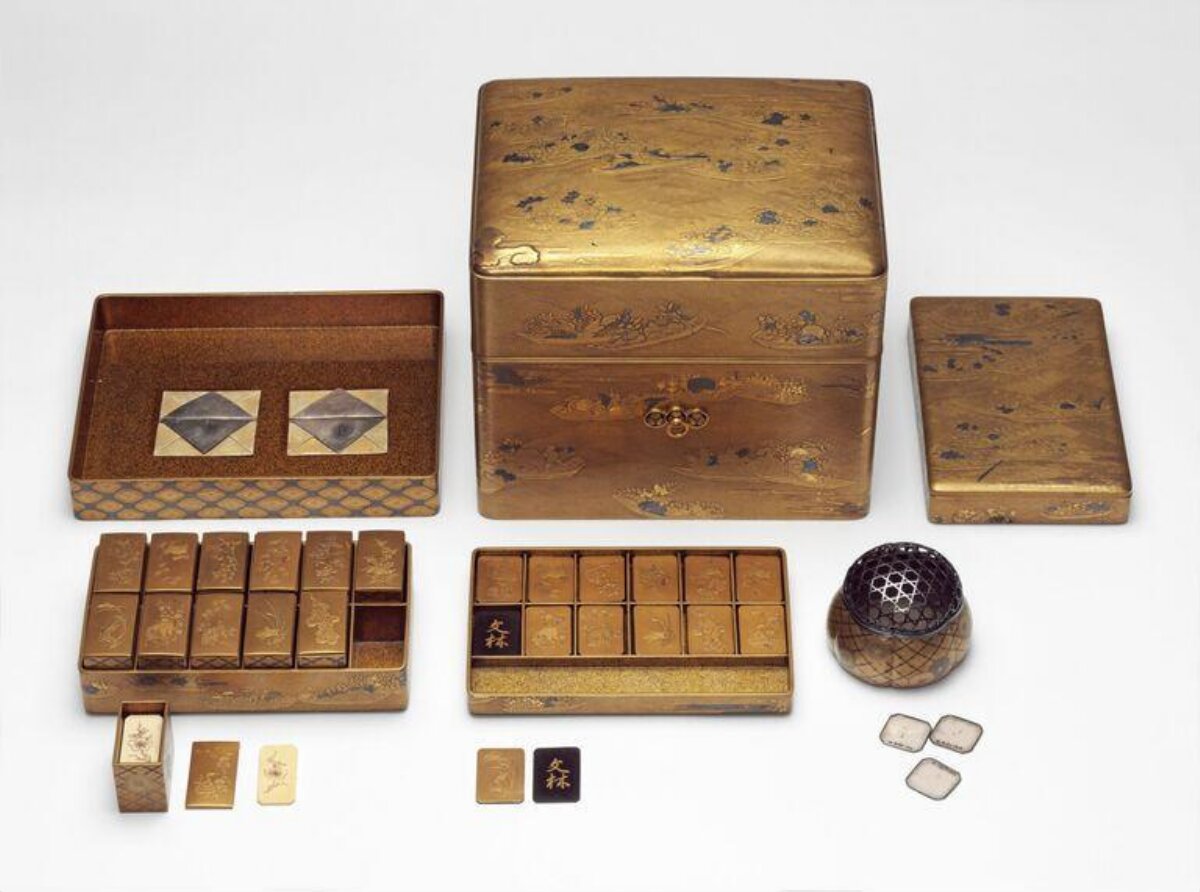 Japanese Gold Lacquer Stationery Box Set