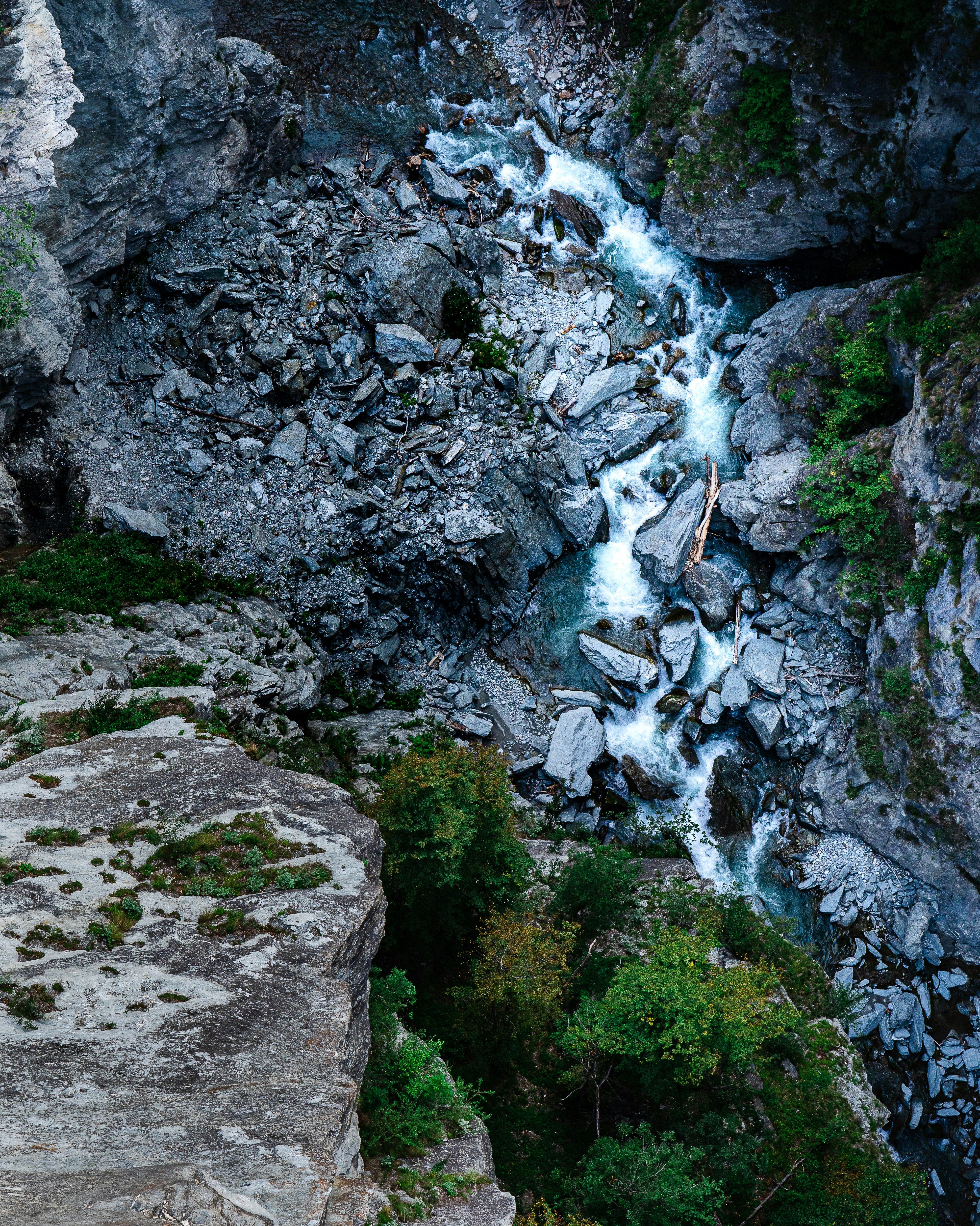 Mountain Stream Through Rocky Gorge
