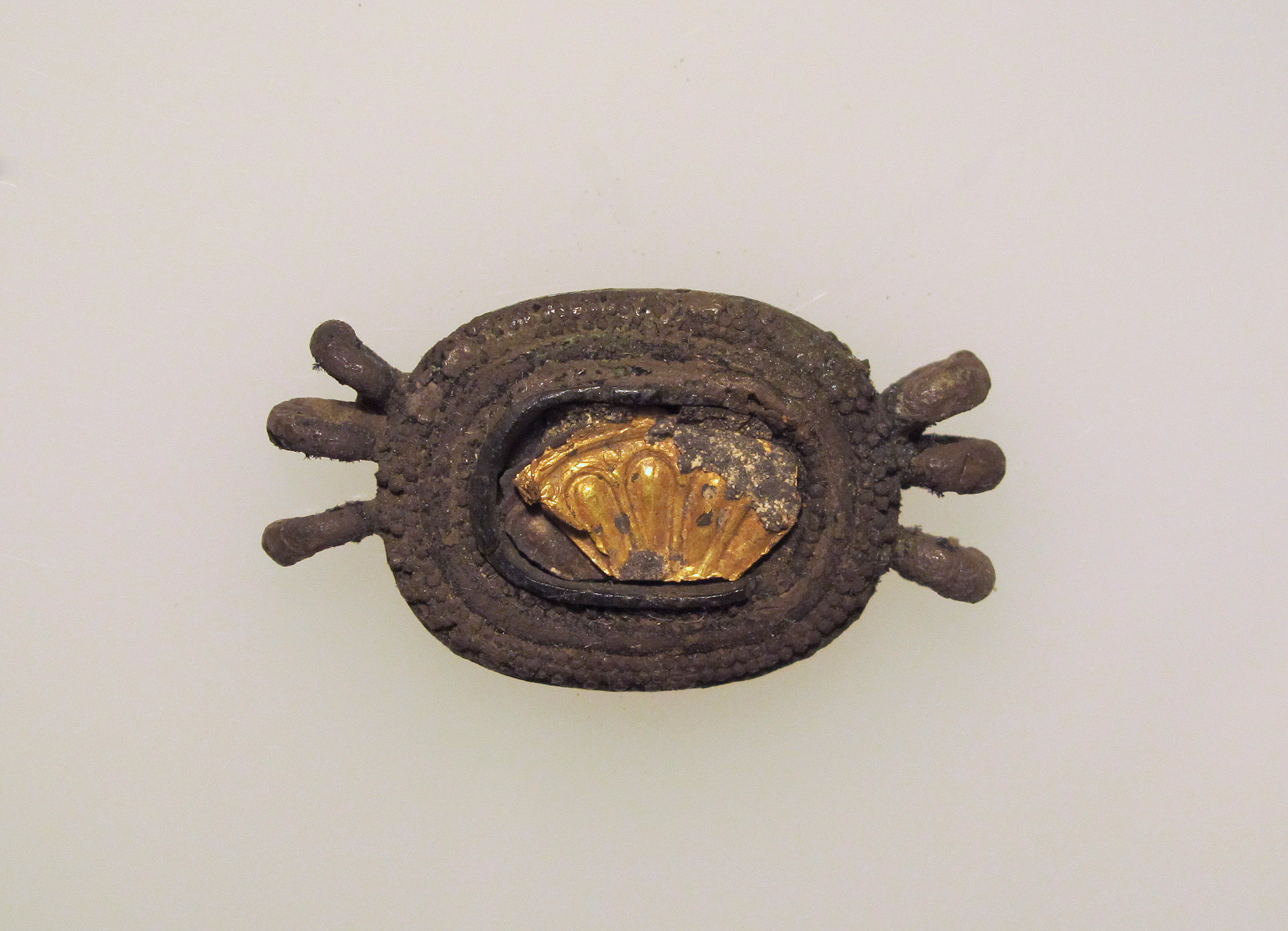 Ancient Gold-Inlaid Bronze Ornament