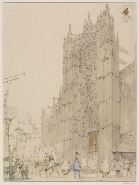 Sketch of Market by Gothic Cathedral