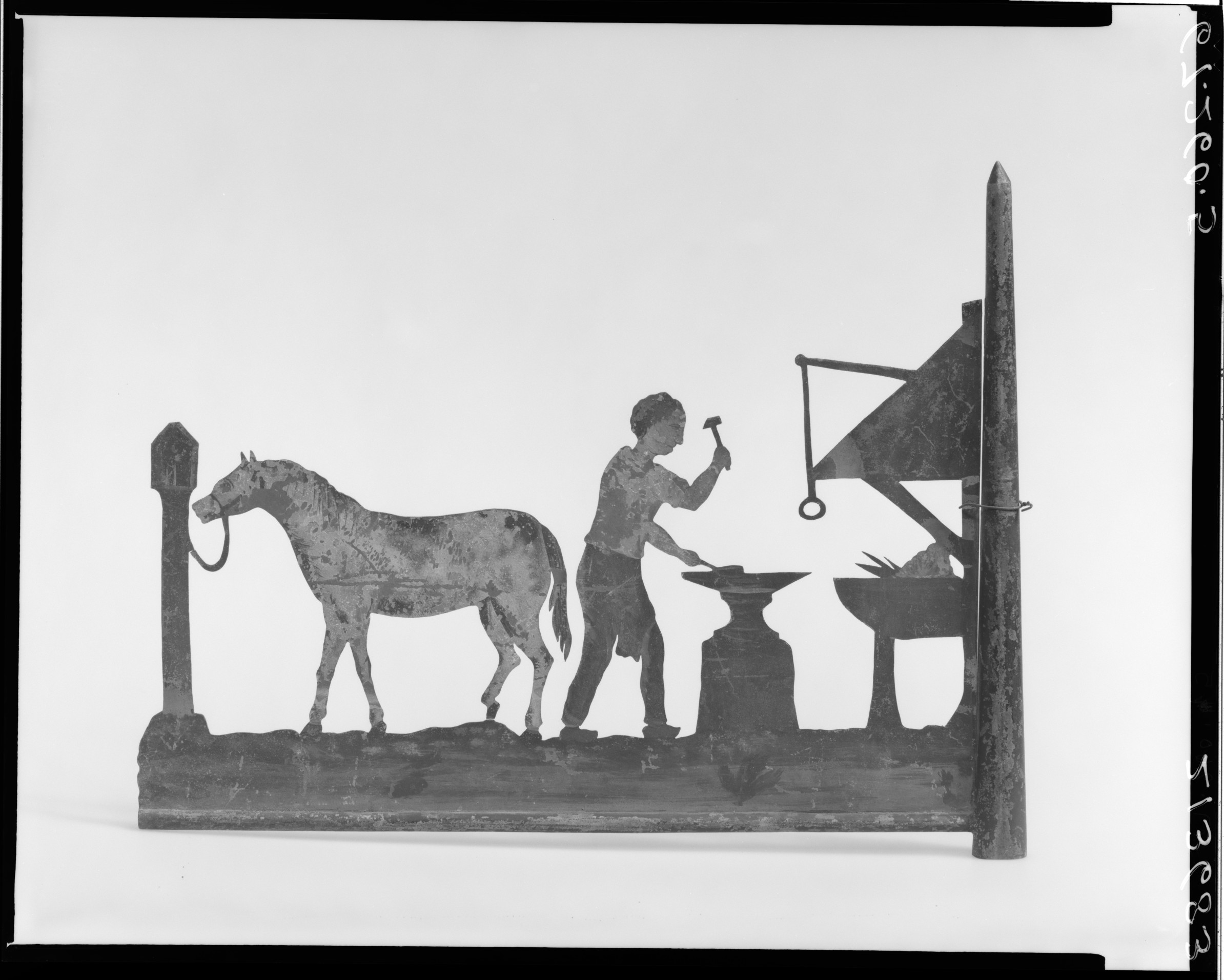 Blacksmith and Horse Metal Silhouette