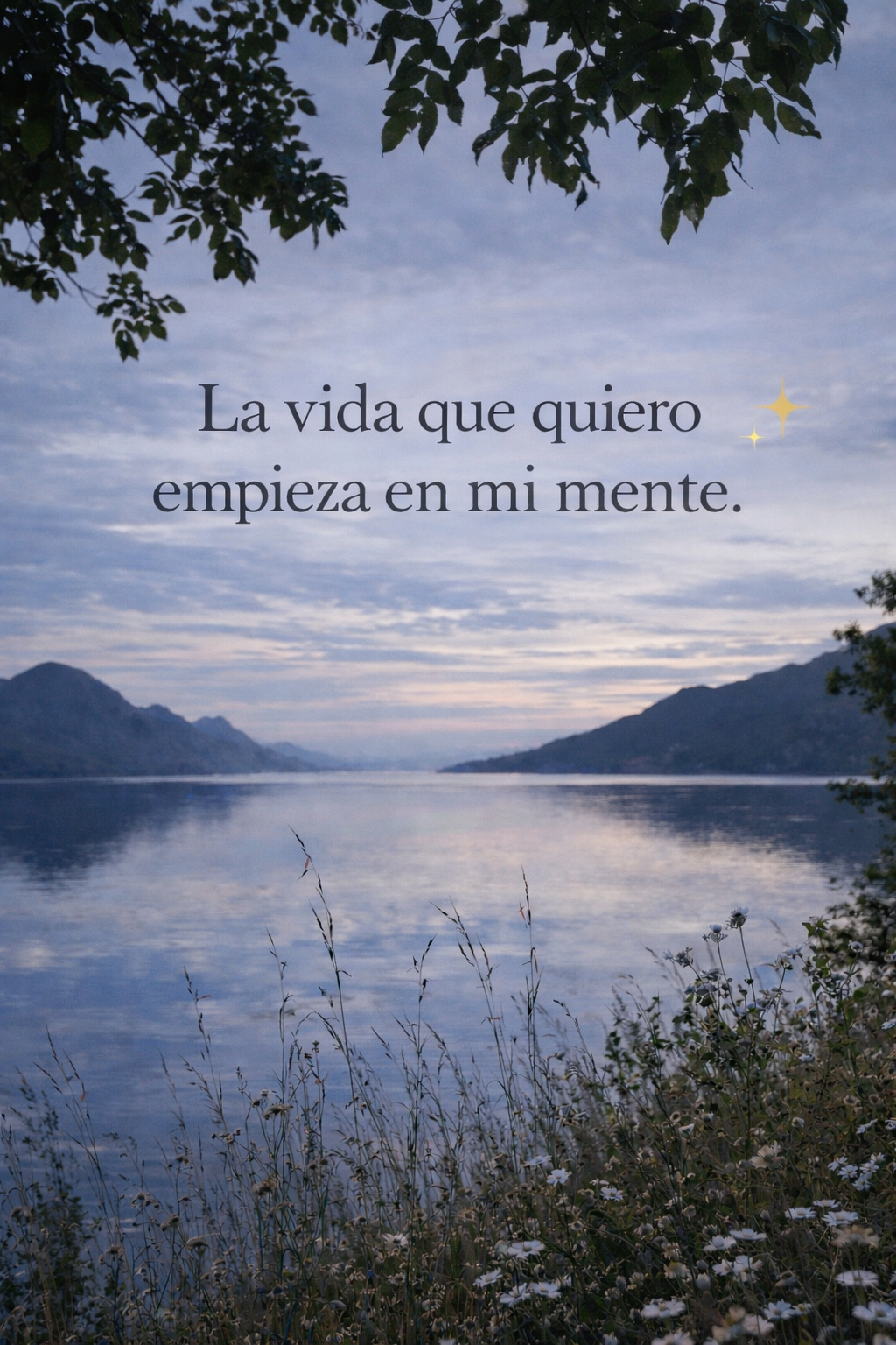 Lakeside Mountain Landscape with Affirmation