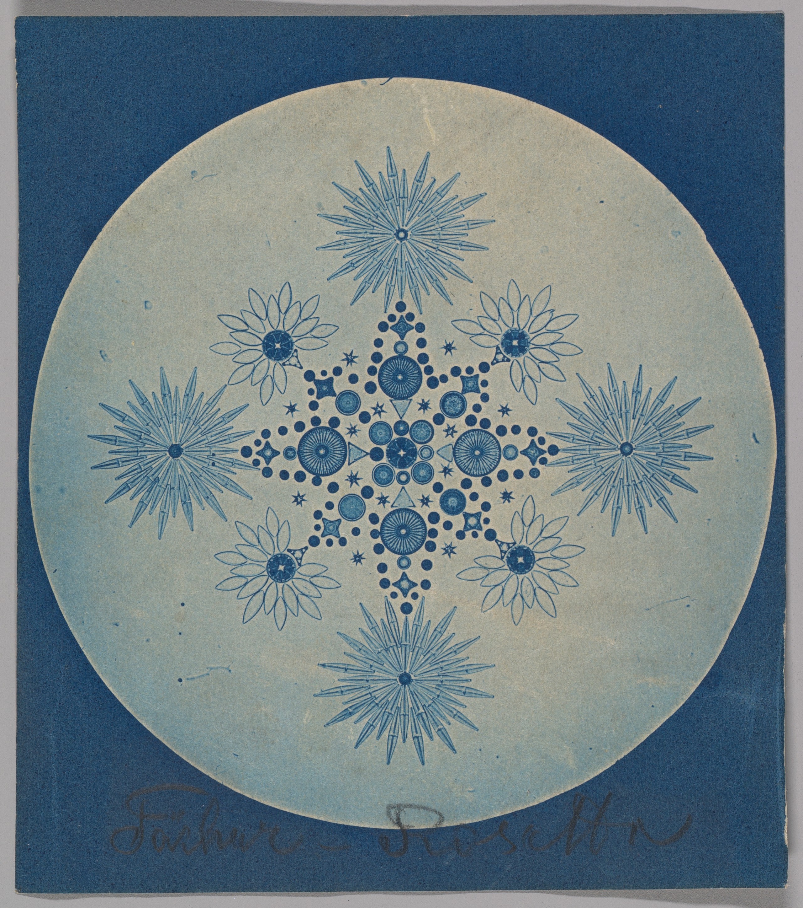 Symmetrical Snowflake Cyanotype Art