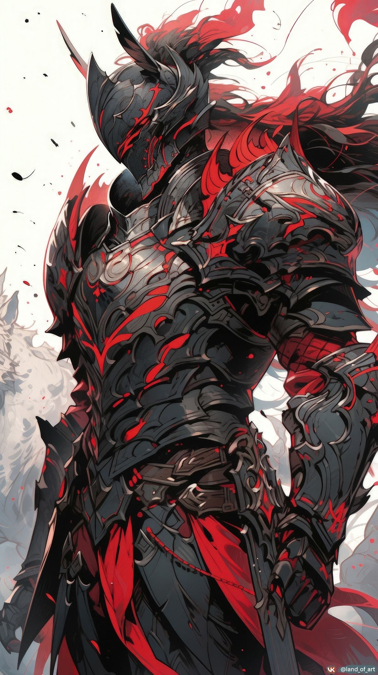 Dark Red Armored Fantasy Knight