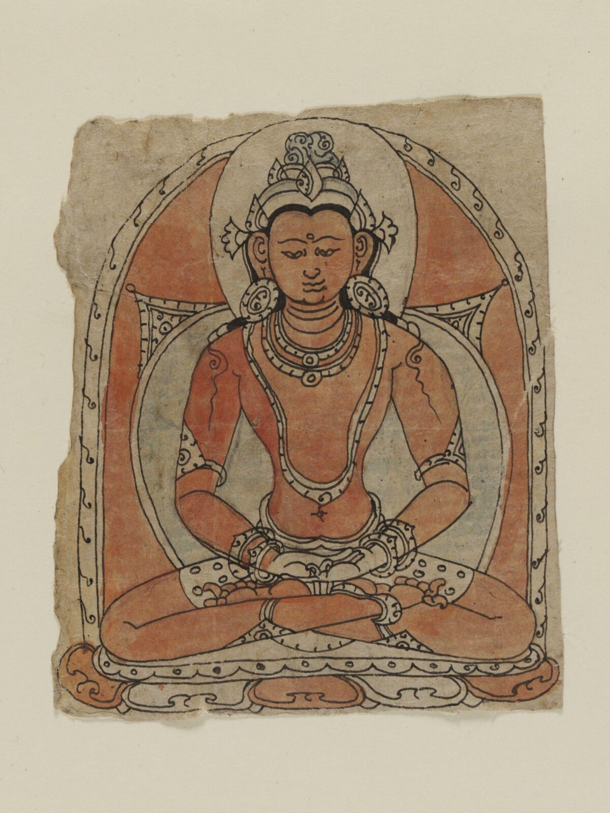 Ancient Drawing of Meditating Buddhist Deity
