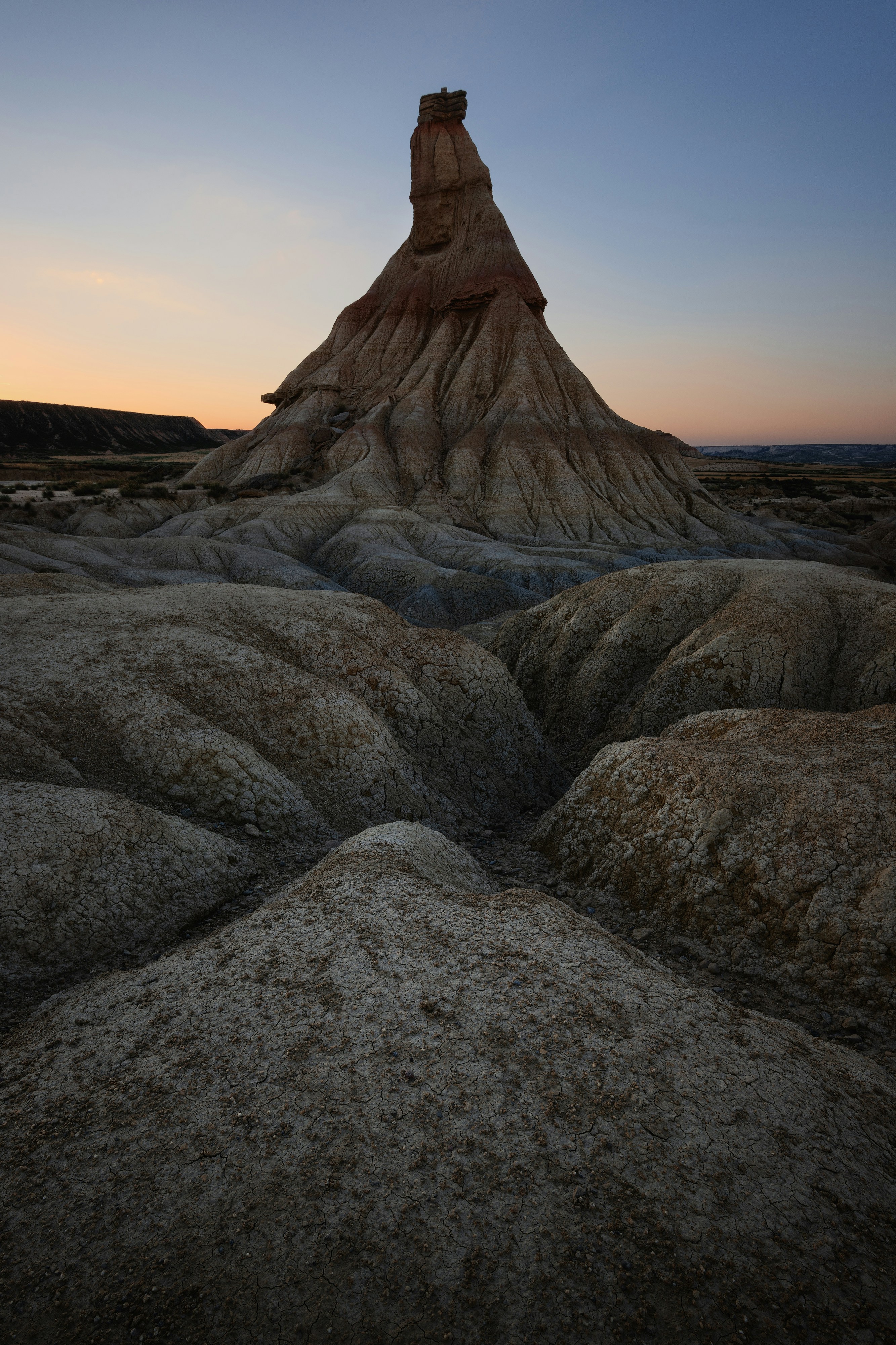 Eroded Badlands Hoodoo at Dusk