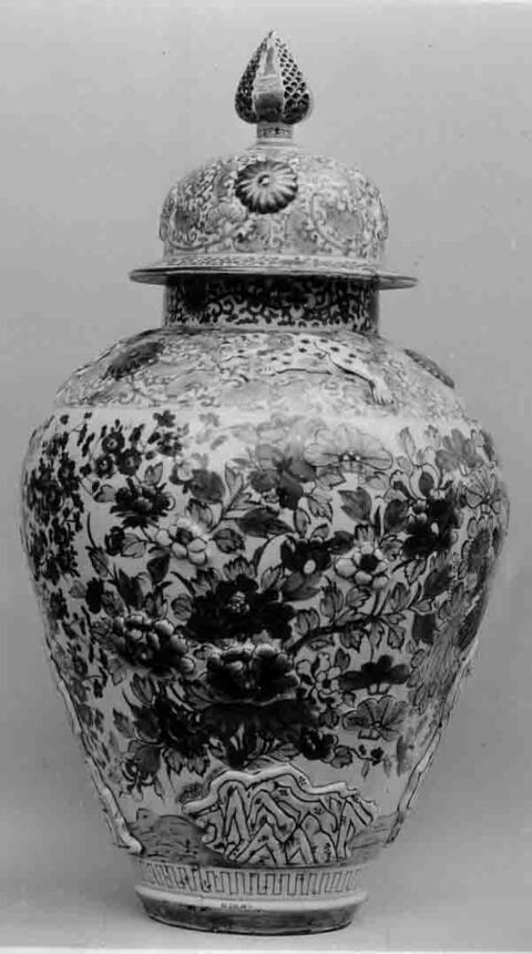 Antique Floral Pattern Covered Porcelain Jar