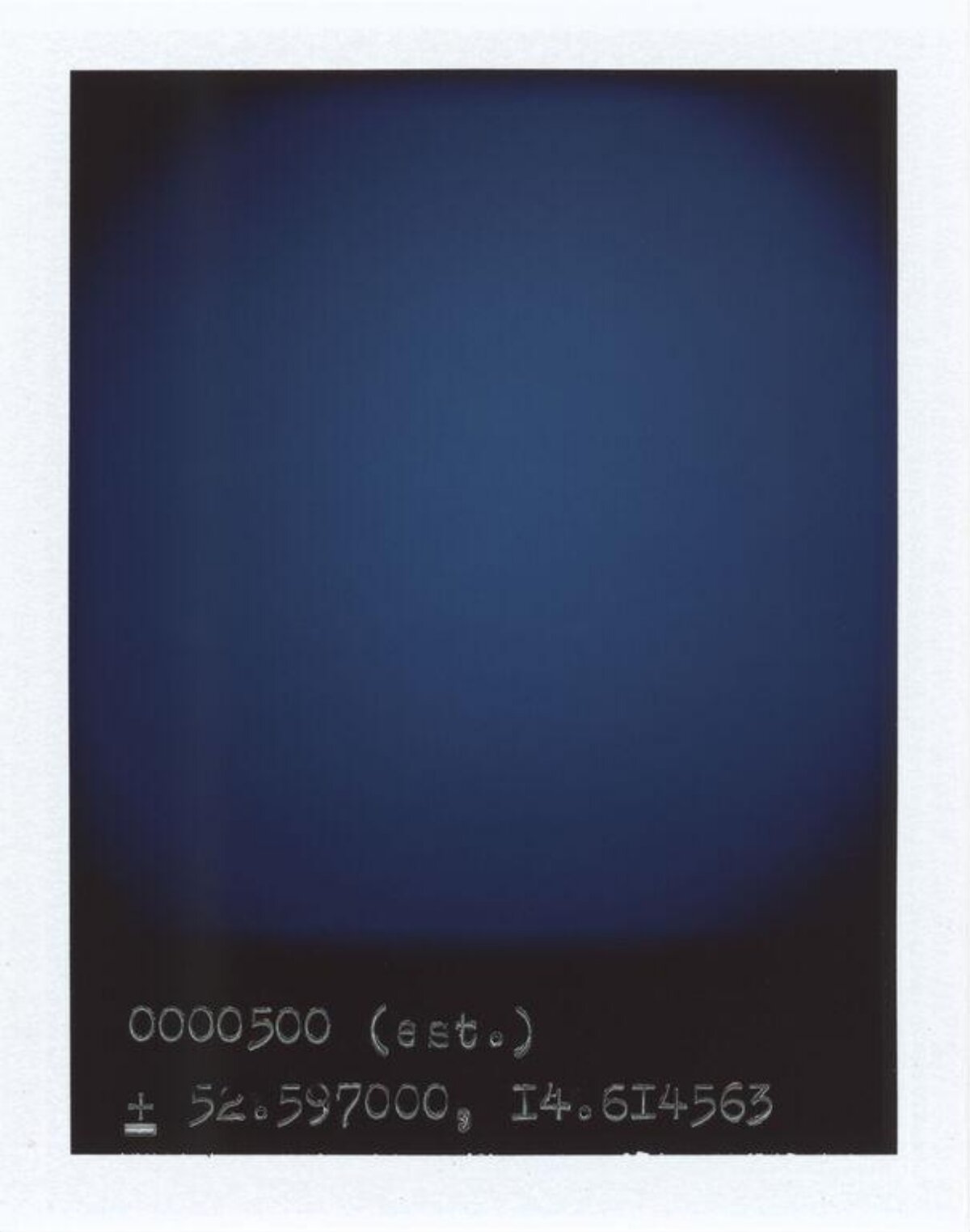 Deep Blue Polaroid With Coordinate Text