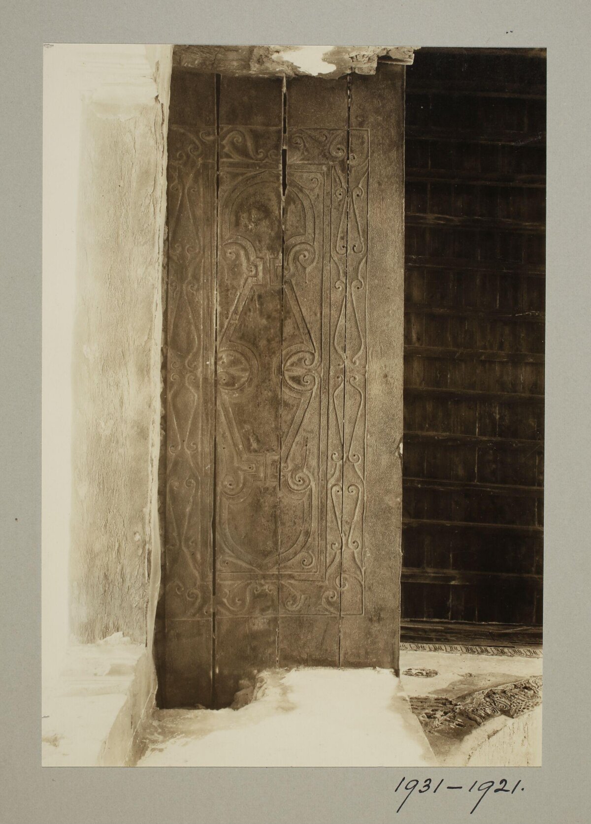 Vintage Photo of Carved Wooden Door