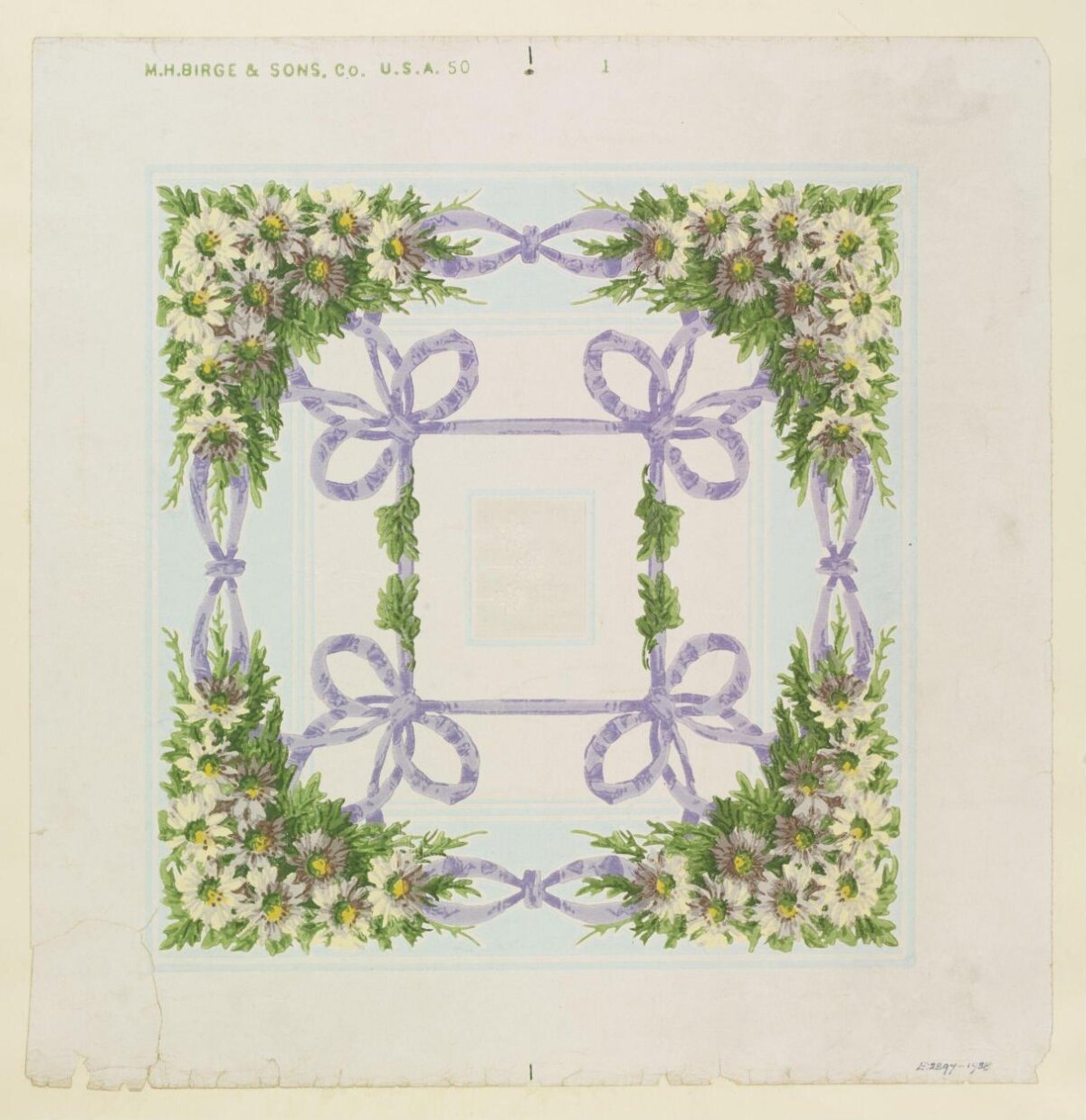 Vintage Daisy Ribbon Square Design