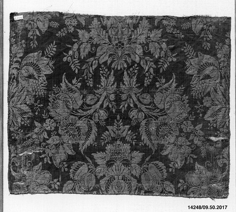 Antique Floral Woven Textile Fragment