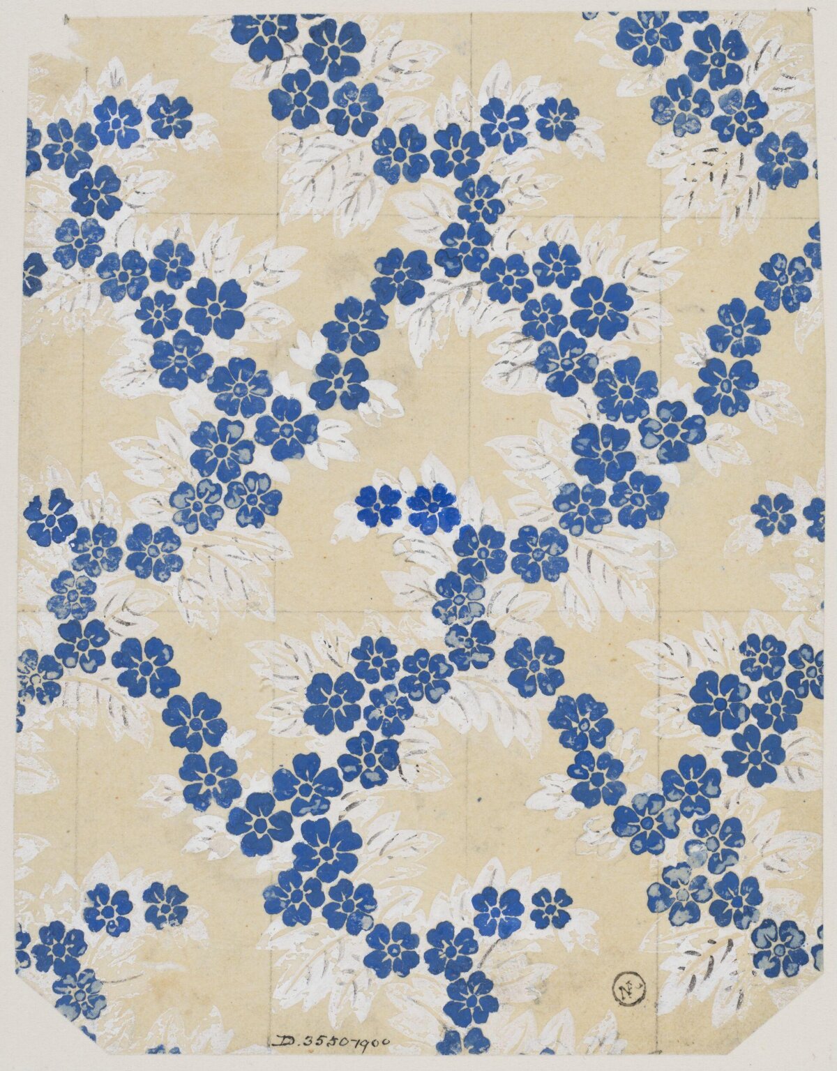 Vintage Blue Flower Textile Pattern