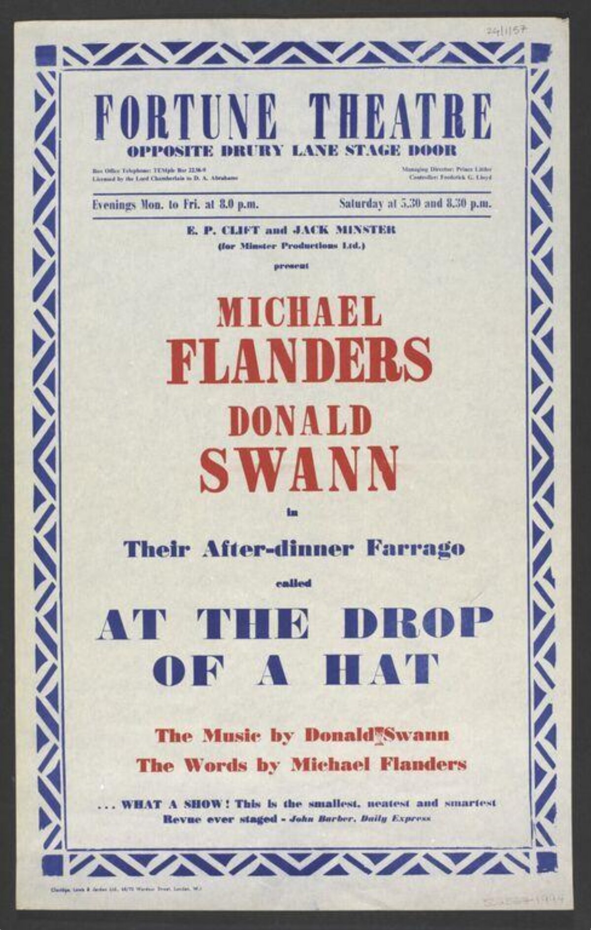 Fortune Theatre Vintage Show Poster