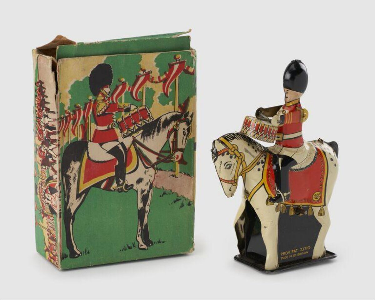 Vintage Tin Toy Drummer Soldier with Box