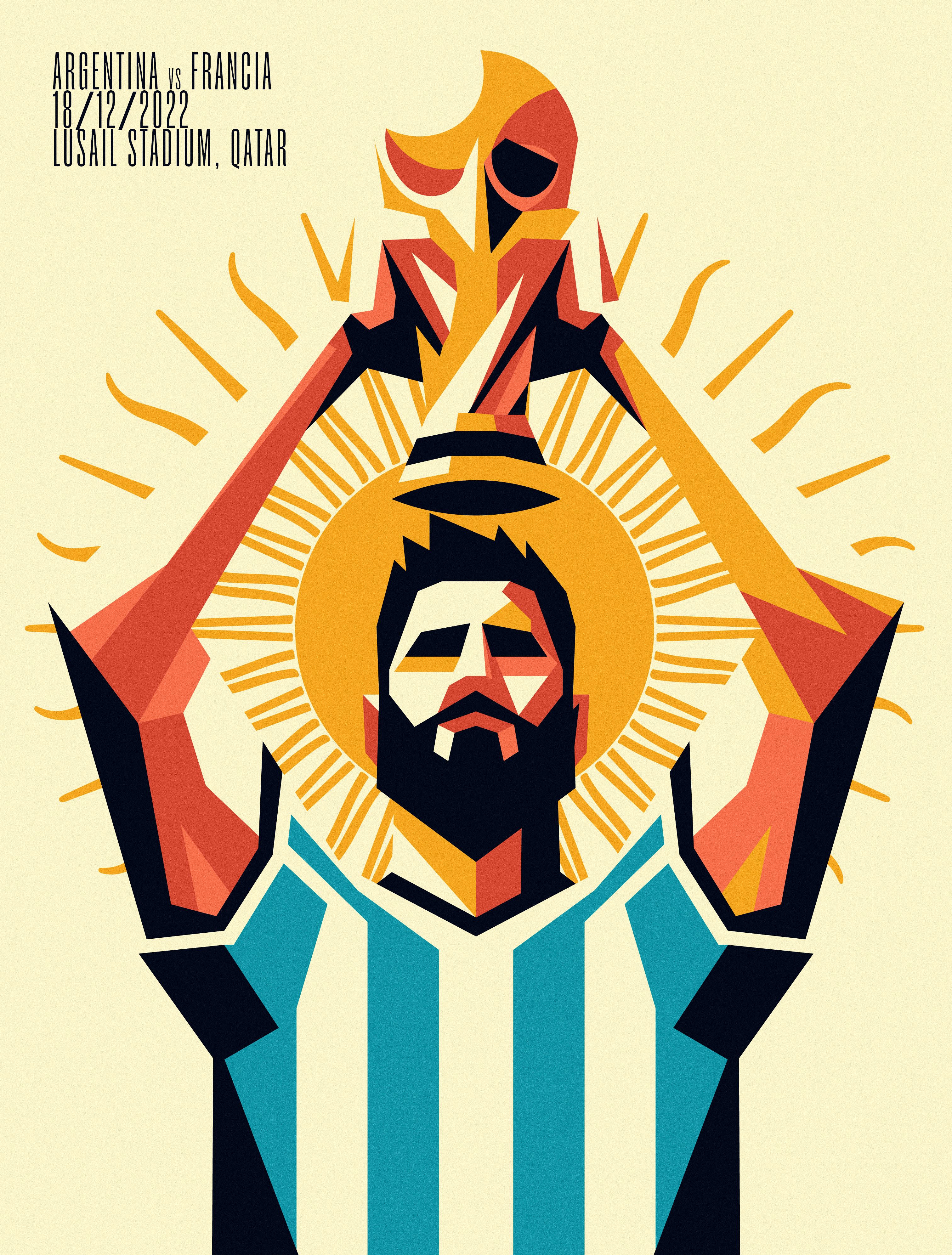 Messi Lifting 2022 World Cup Trophy