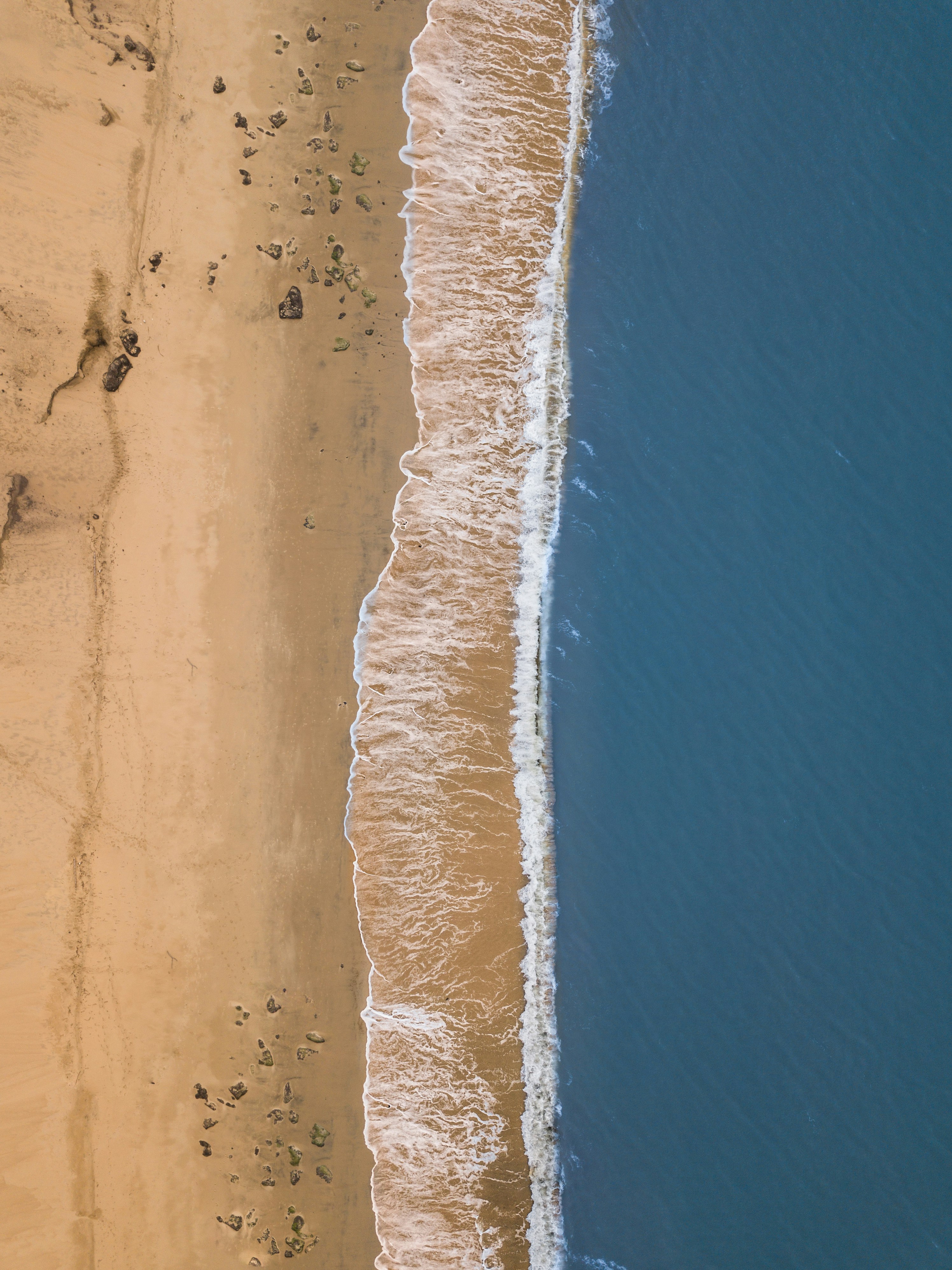 Aerial View of Beach and Sea