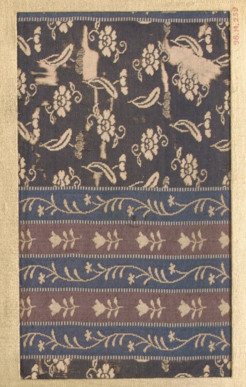 Antique Floral Striped Textile Fragment