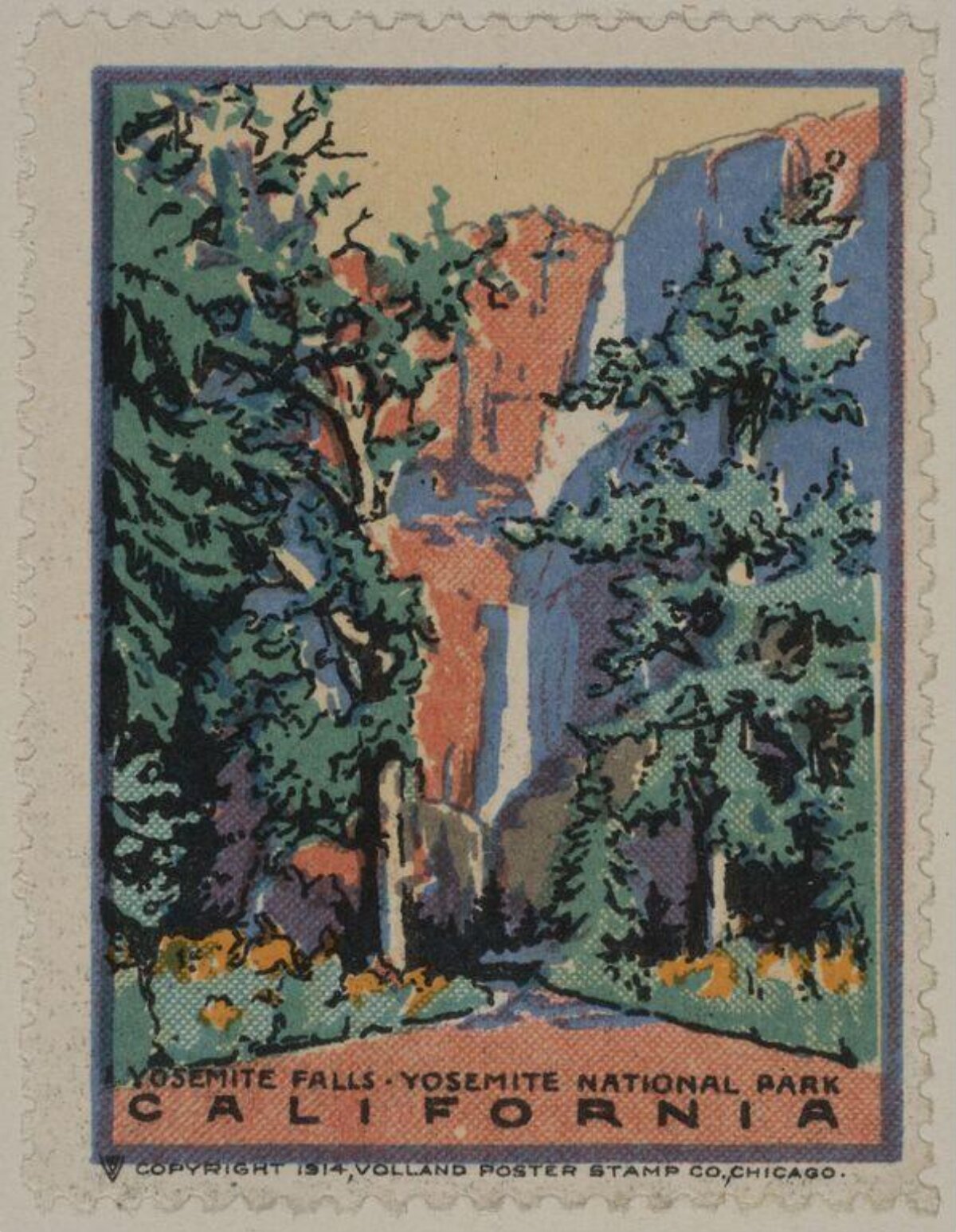Vintage Yosemite Falls Poster Stamp