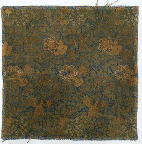 Antique Chinese Floral Brocade Fabric