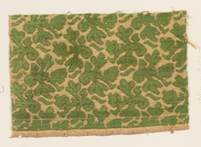 Green Floral Pattern Textile Fragment