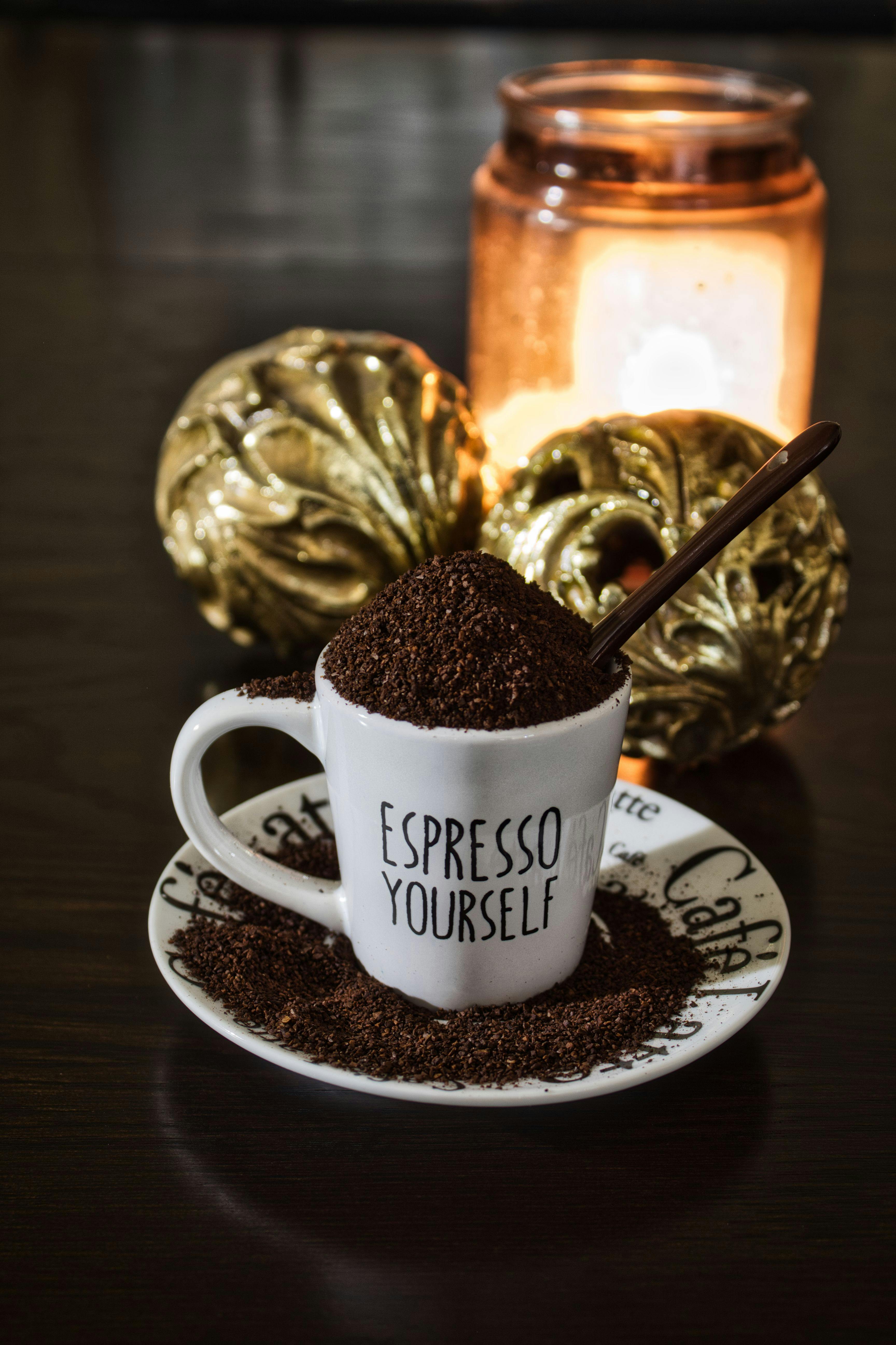 Espresso Yourself Mug with Coffee Grounds