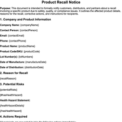 Product Recall Notice