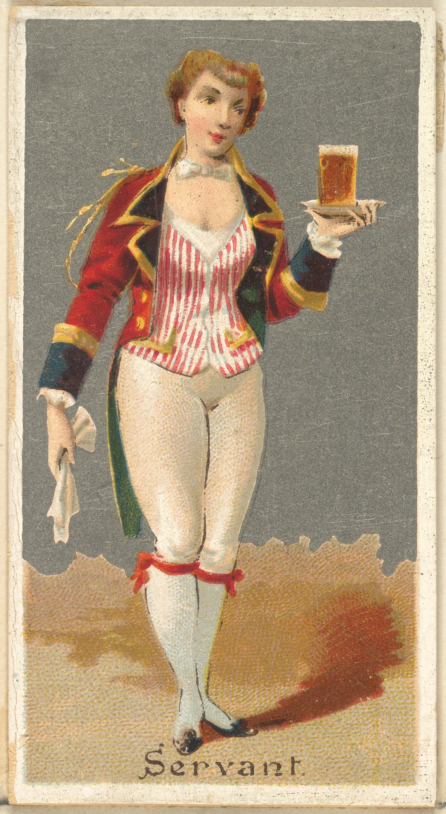 Vintage Beer Serving Servant Illustration