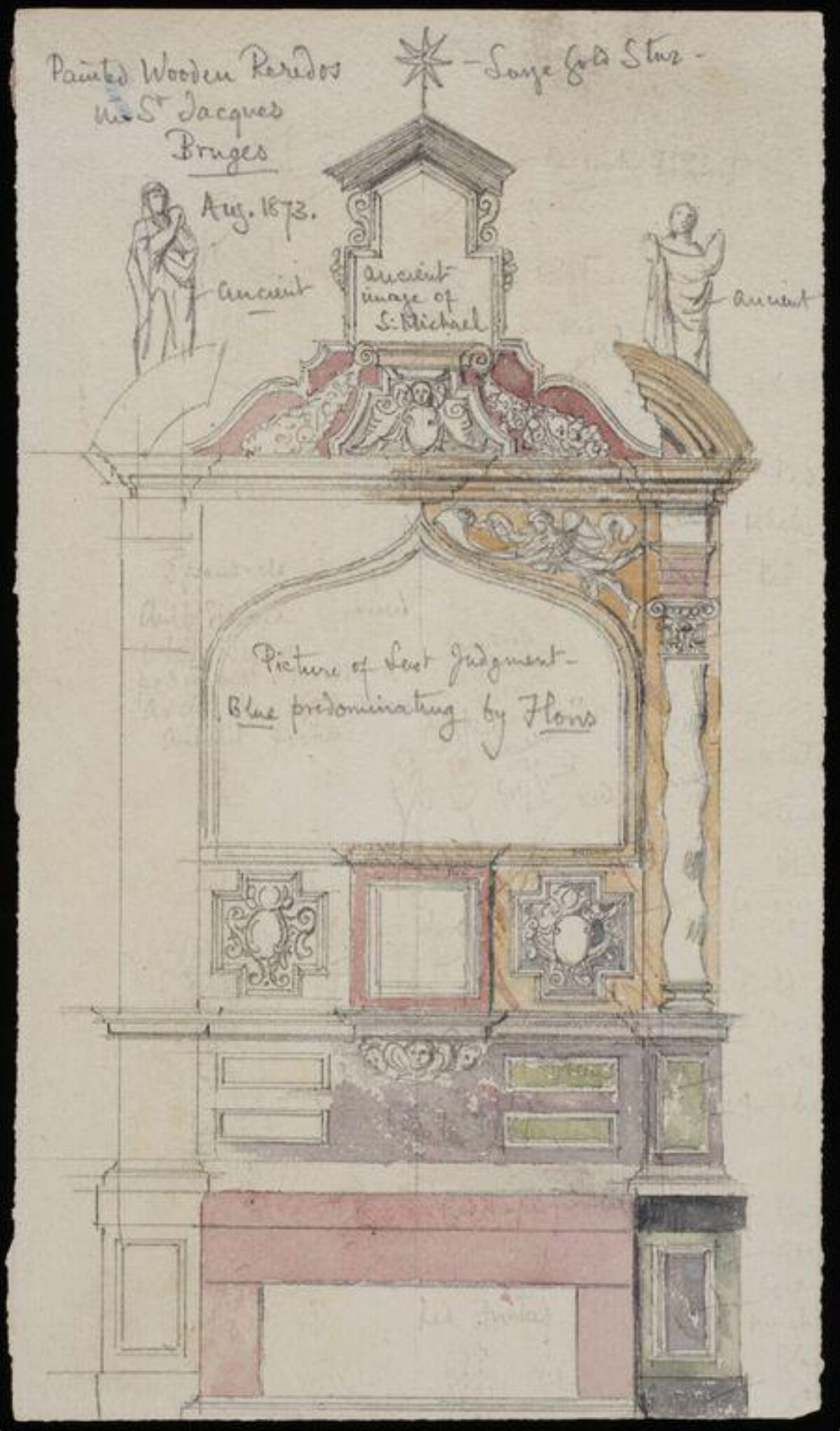 1873 Sketch of Bruges Wooden Reredos