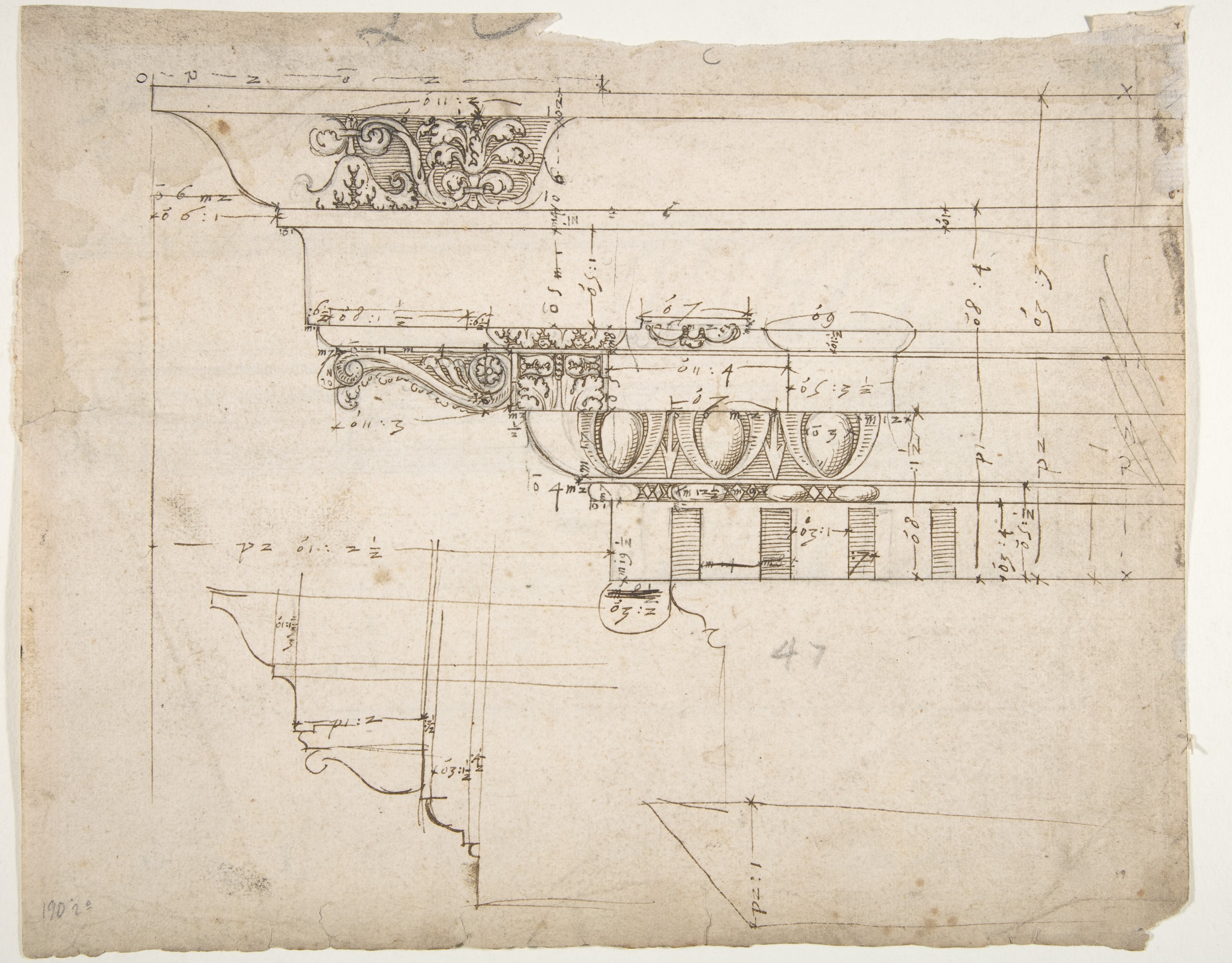 Hand-drawn Classical Cornice Design Sketch