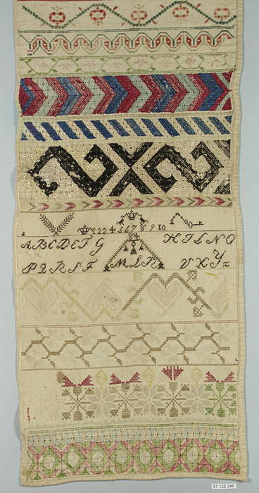 Antique Embroidered Needlework Sampler