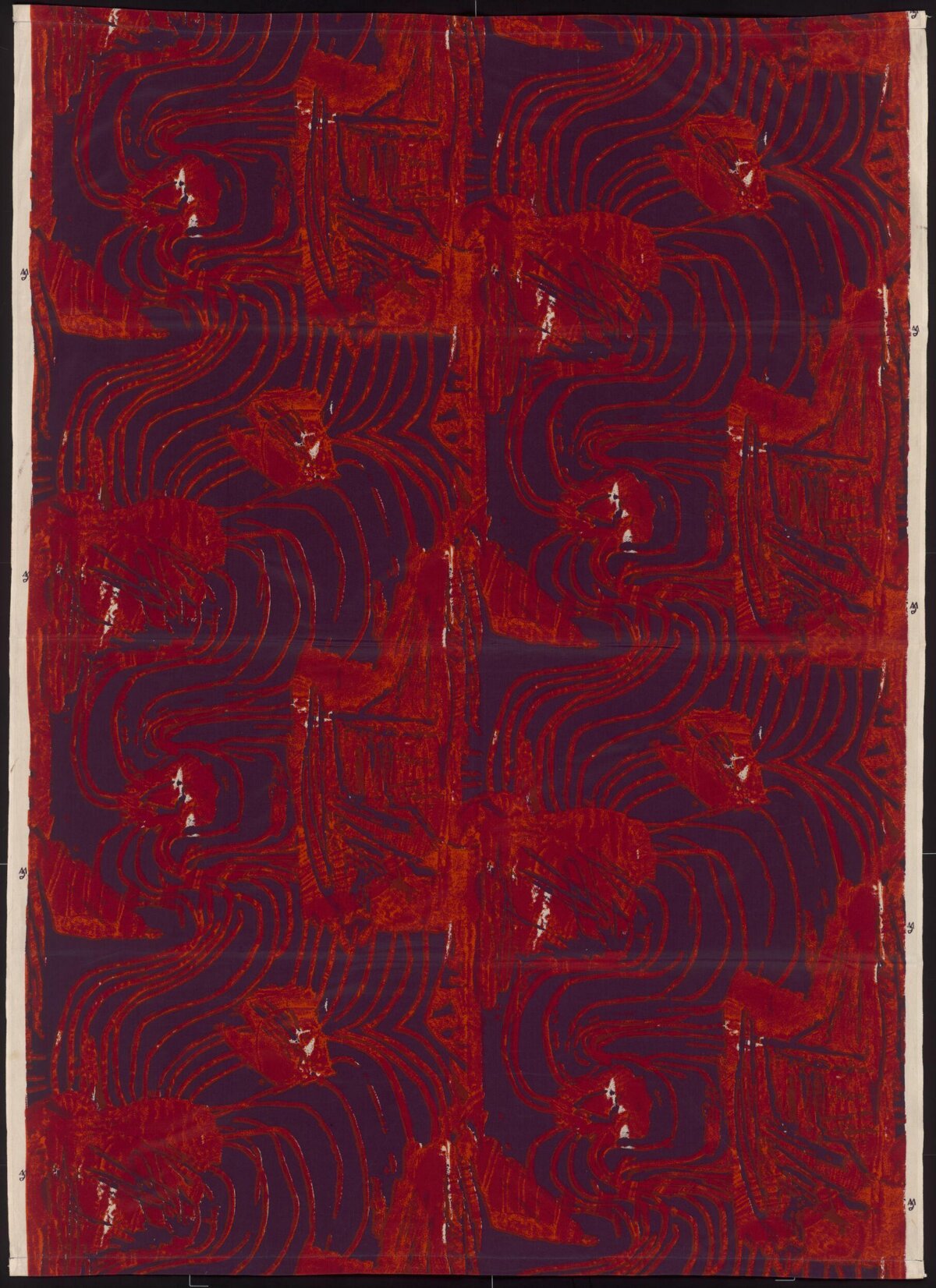 Red Wave Abstract Textile Pattern