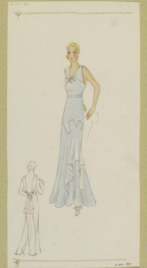 Vintage Evening Gown Fashion Sketch