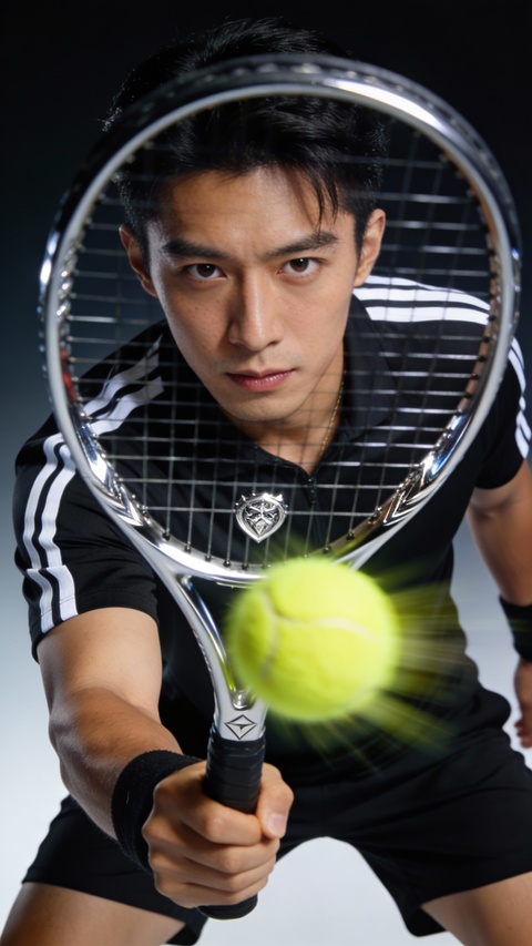 Tennis Player Hitting Tennis Ball