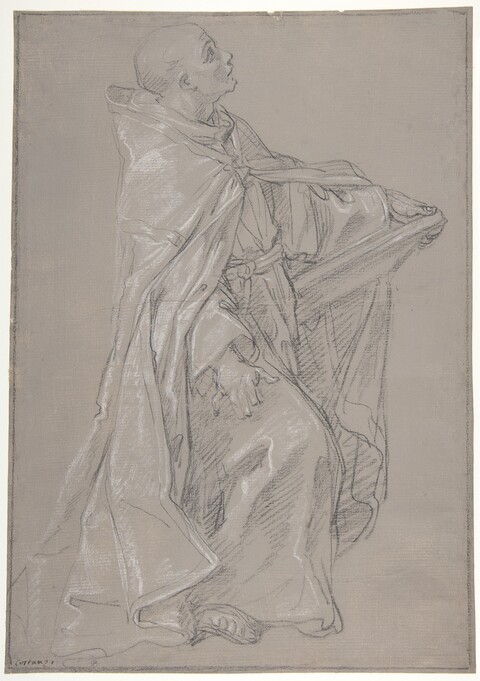 Sketch of a Seated Cloaked Man