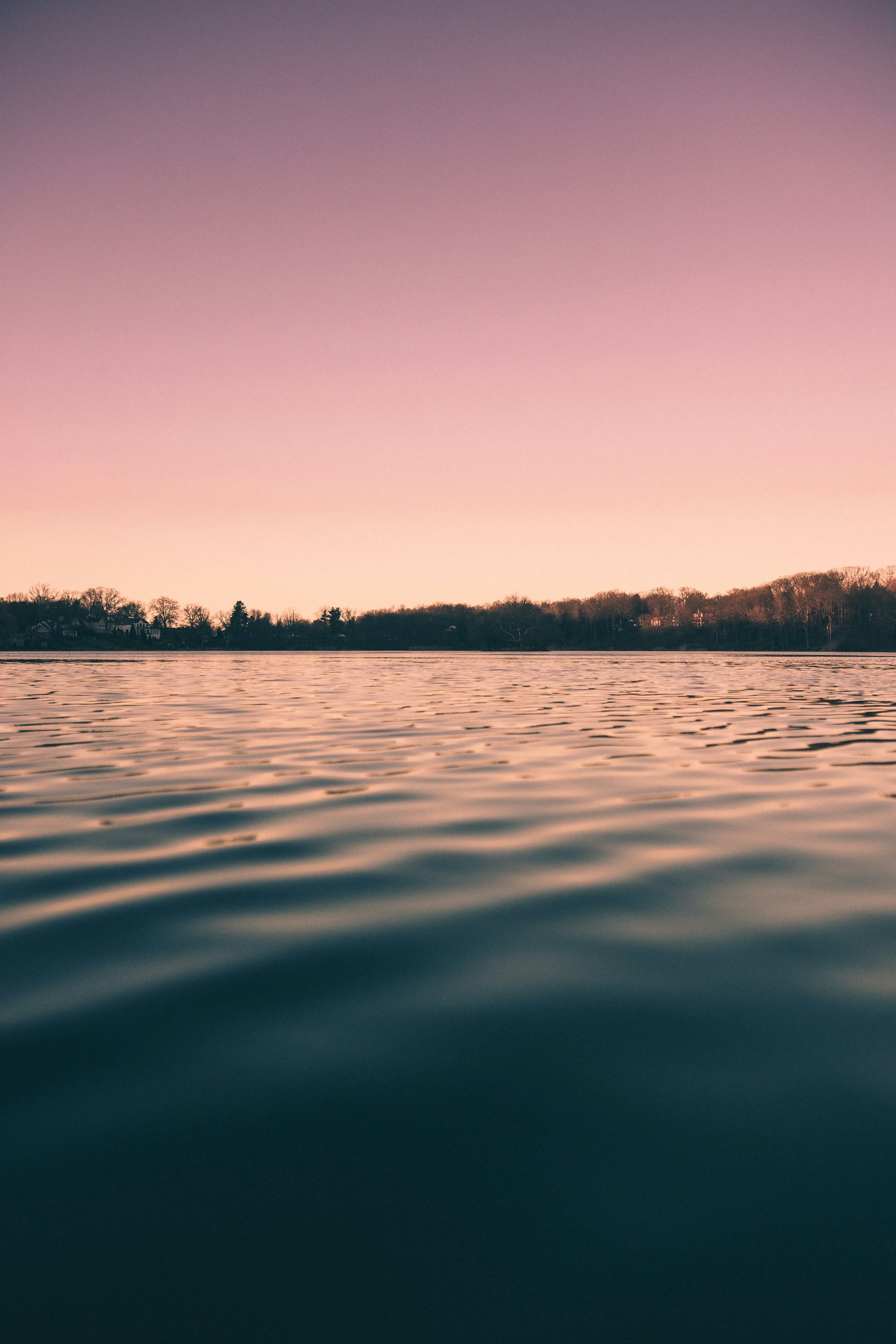 Pink Dusk over Calm Lake
