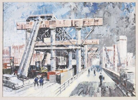 Urban Overpass Construction Site Painting