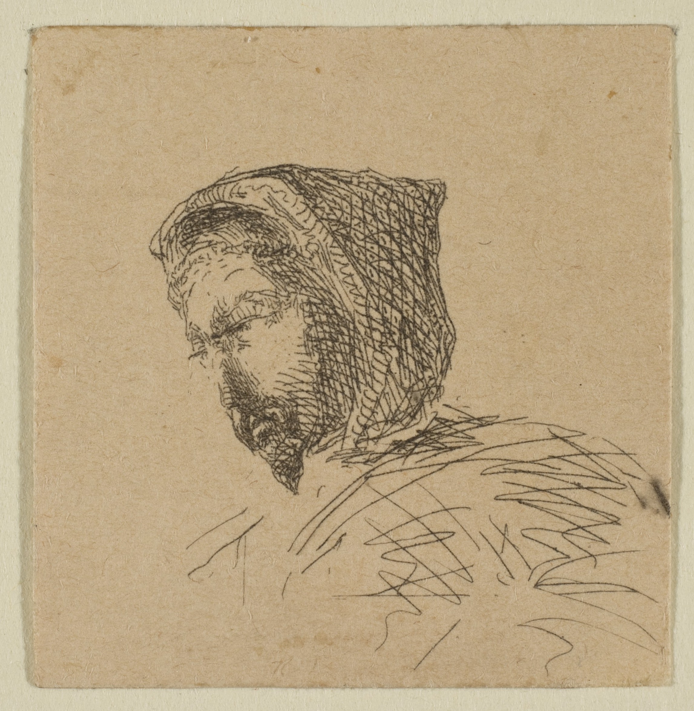 Bust Portrait Sketch of Bearded Man