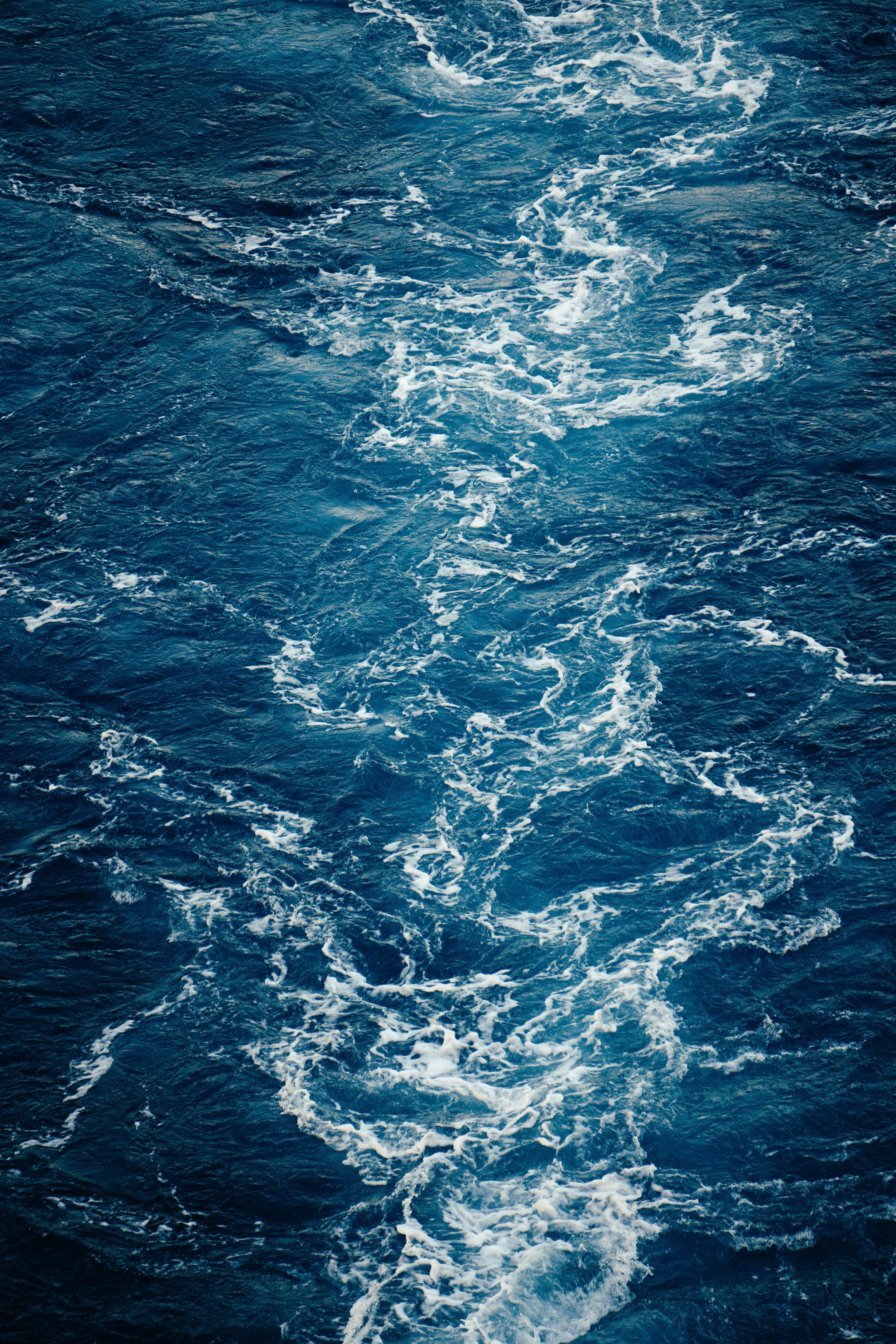 Ship Wake on Deep Blue Ocean