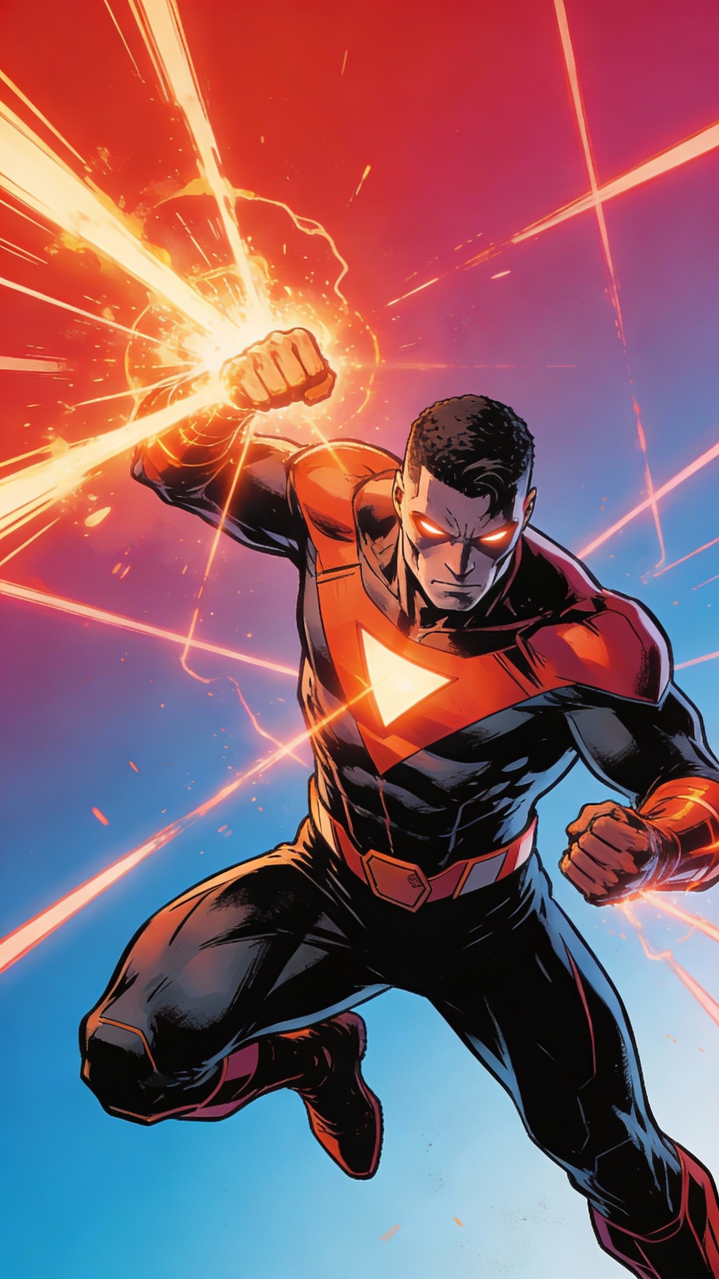 Charging Superhero with Glowing Energy