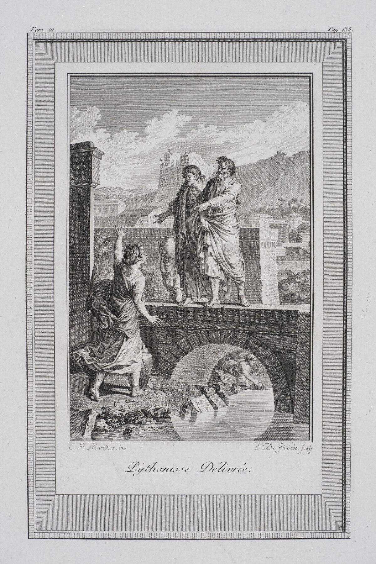 Pythonisse Delivree Antique Engraving
