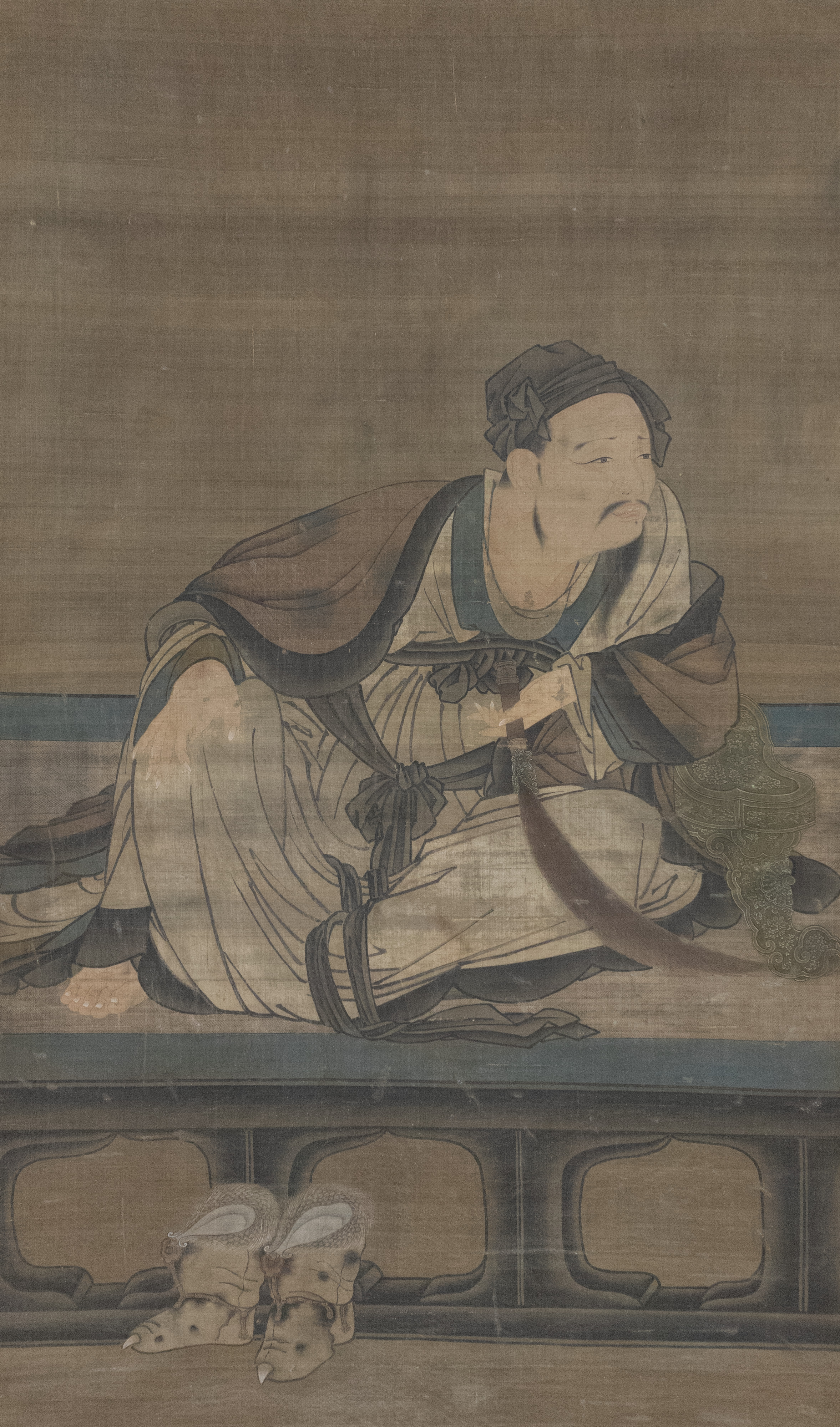 Traditional Chinese Painting of Seated Scholar