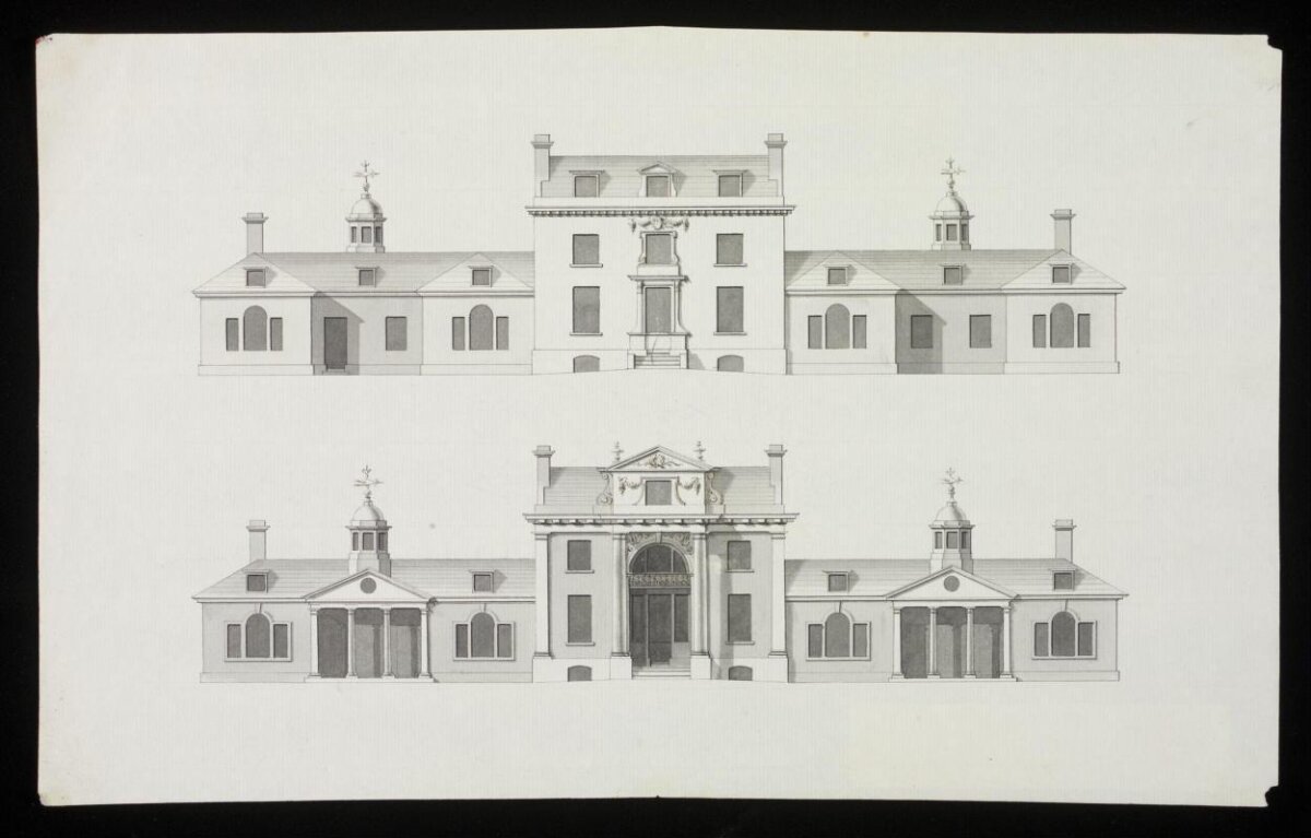 Two Architectural Facade Design Drawings