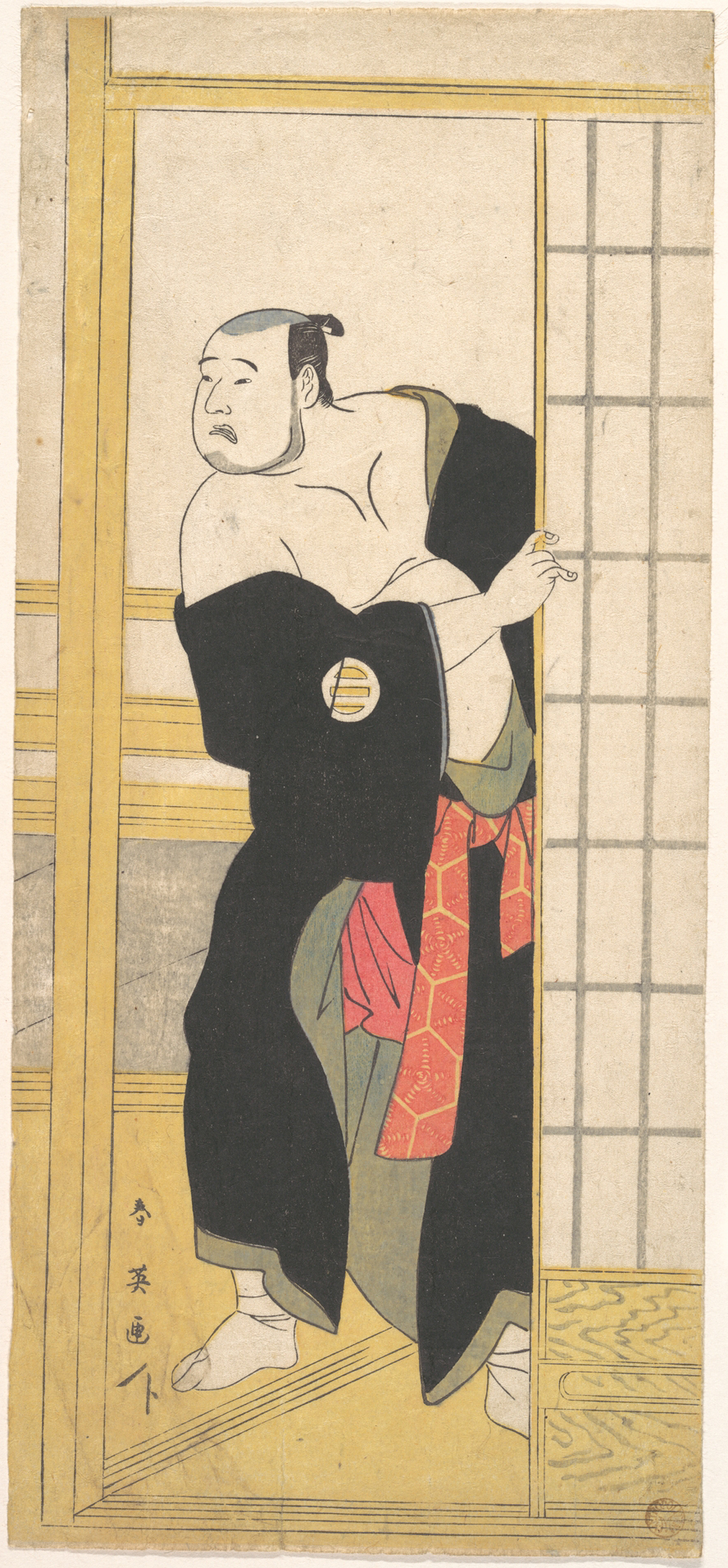 Ukiyo-e Sumo Wrestler at Doorway