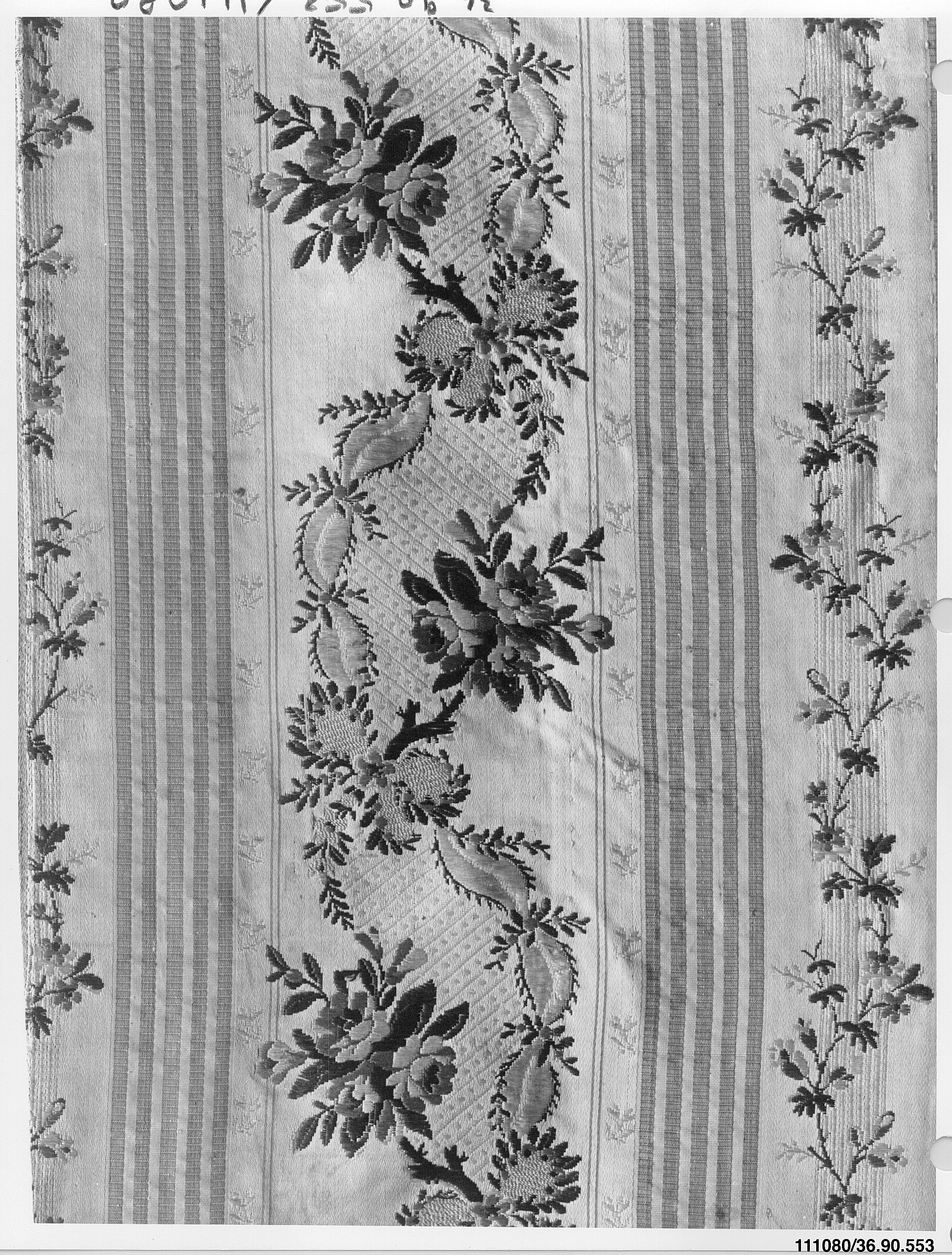 Vintage Floral Striped Textile Sample