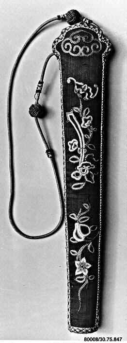 Black Embroidered Antique Fan Case